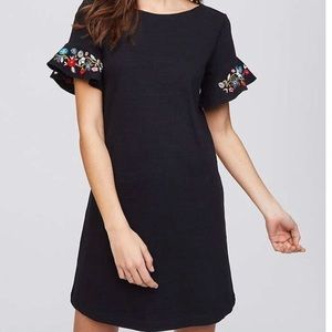 ❌SOLD❌Loft Dress with Embroidered Flutter Sleeves